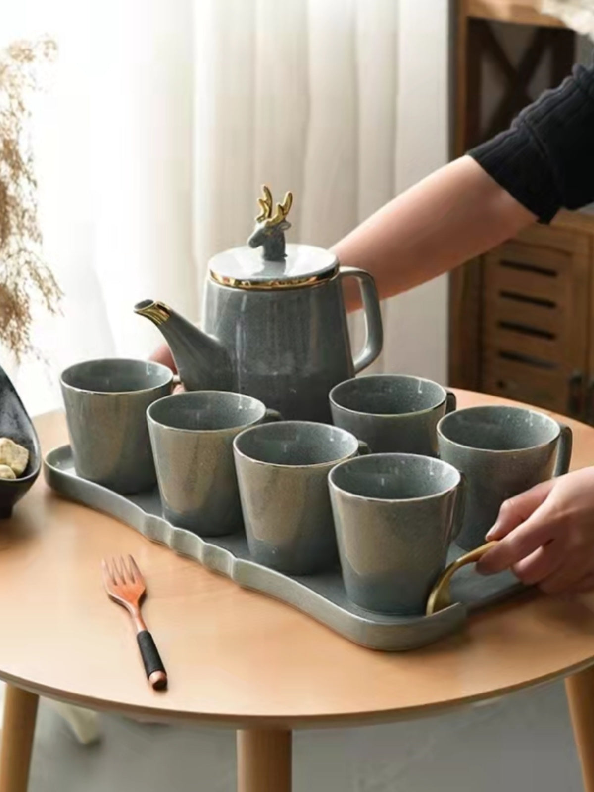 Ensemble d'eau en céramique, tasse de théière domestique