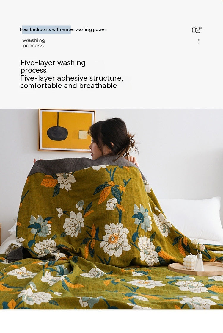 Couverture de serviette en gaze à cinq couches, serviette en pur coton, couette de sieste pour lit