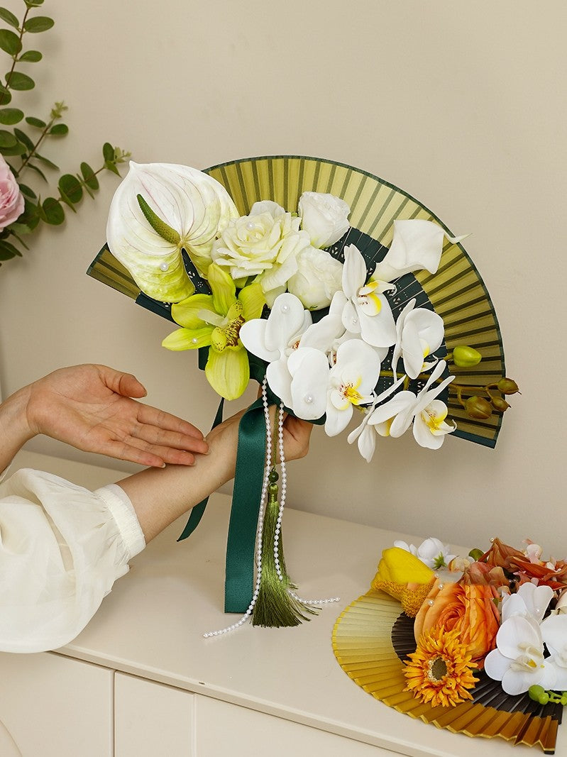 Éventail circulaire de mariage créatif pour bouquet de mariée