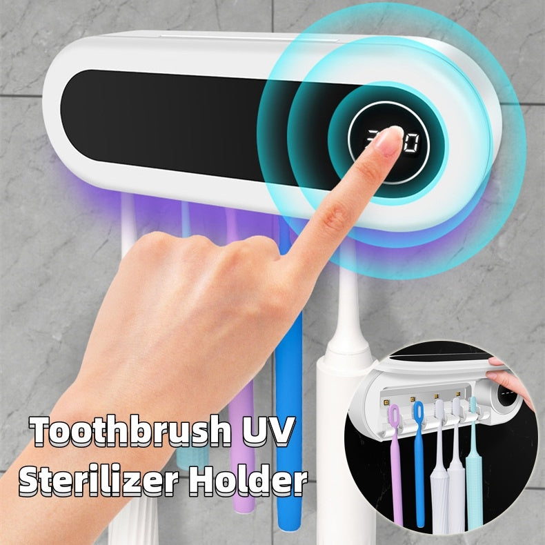 Soporte de pared para cepillos de dientes, esterilizador UV inteligente, dispensador de pasta de dientes, exprimidor para accesorios de baño