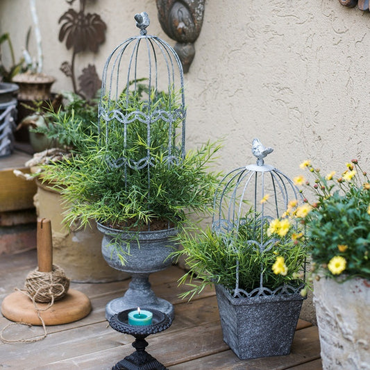 Ornement de décoration florale de cage à oiseaux de jardin vintage