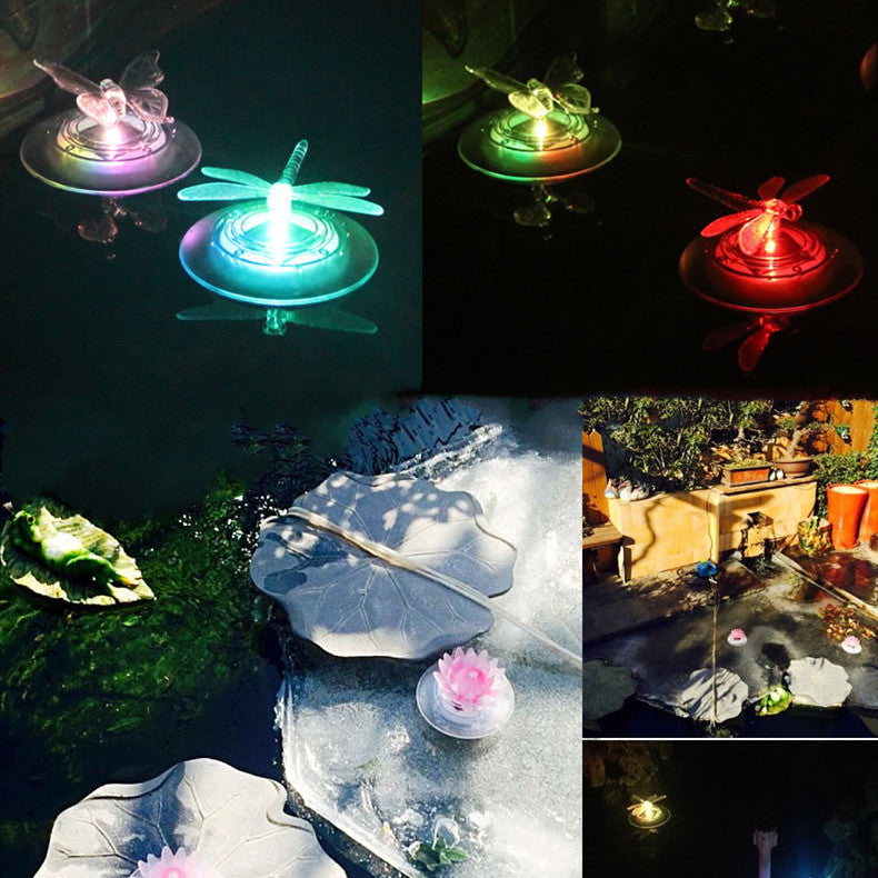 Lámpara flotante LED Solar con forma de mariposa y libélula, luz de agua para estanque de jardín, luz subacuática creativa para piscina, accesorios de decoración