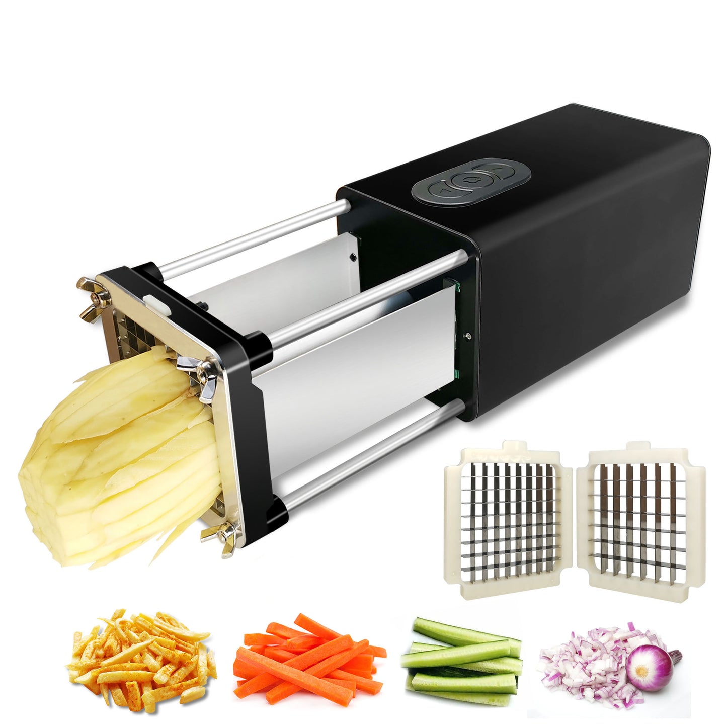 Utensilio de cocina, cortador eléctrico de patatas fritas con cuchillas, acero inoxidable, verduras, patatas, zanahorias para el hogar comercial