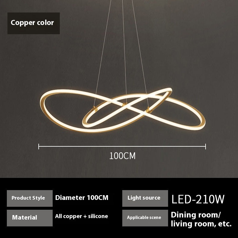 All Copper Minimalist Living Room Chandelier Modern Light Luxury Creative Chandelier