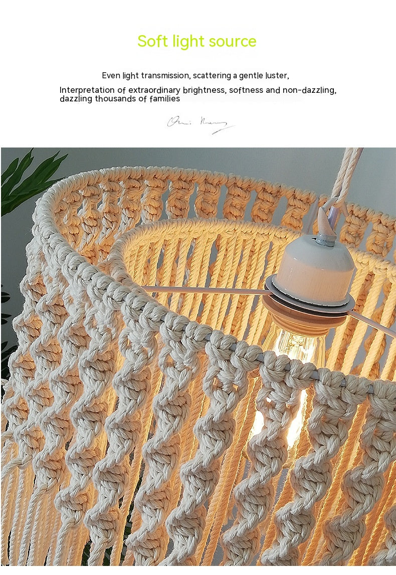 Living Room Bedroom Decoration Cotton Thread Creative Personality Pastoral Style Woven Chandelier