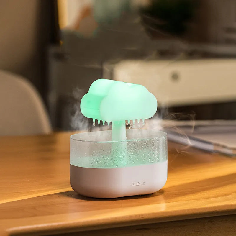 Humidificateur de veilleuse nuage de pluie avec son de goutte d'eau de pluie et diffuseur d'huile essentielle de lumière LED 7 couleurs aromathérapie