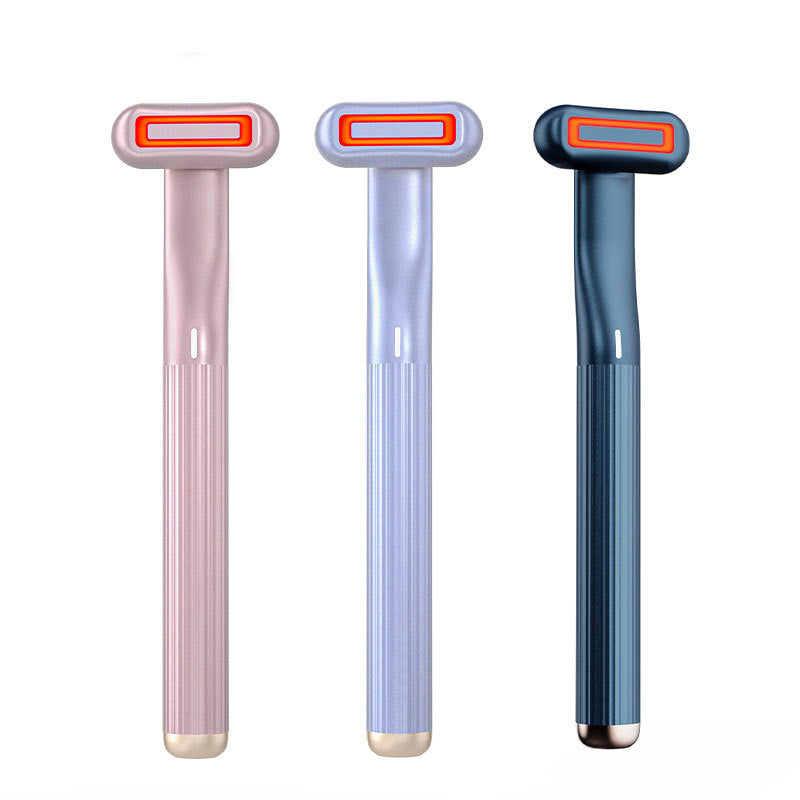 Nouveau Massage oculaire rotatif à 360 degrés amélioré, chaleur thérapeutique, Massage du visage, lumière LED rouge, outil de soins de la peau 5 en 1, baguette