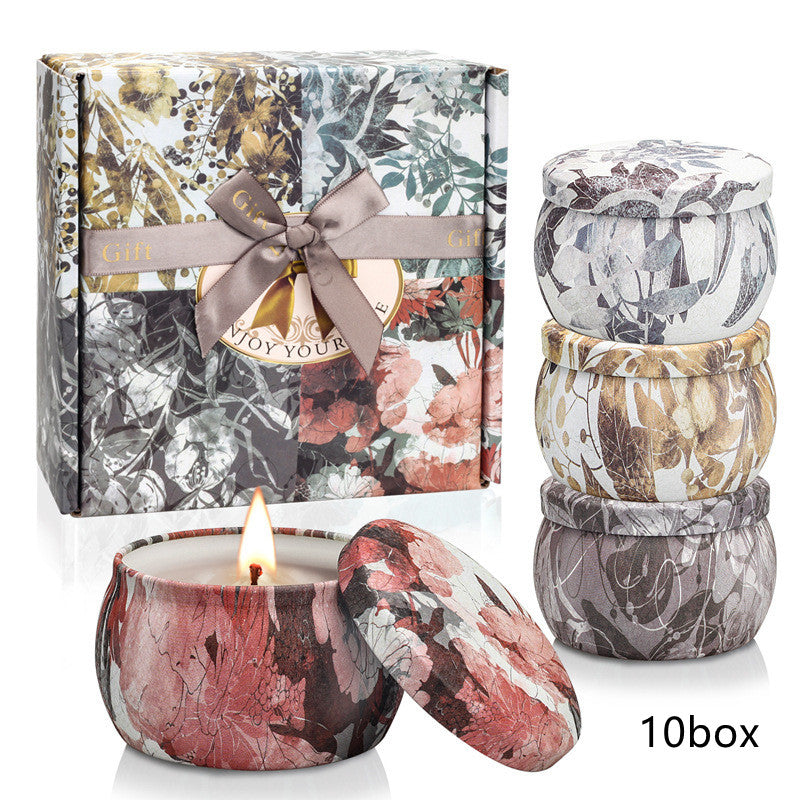 Floral Tinplate Can Aromatherapy Candle Suit