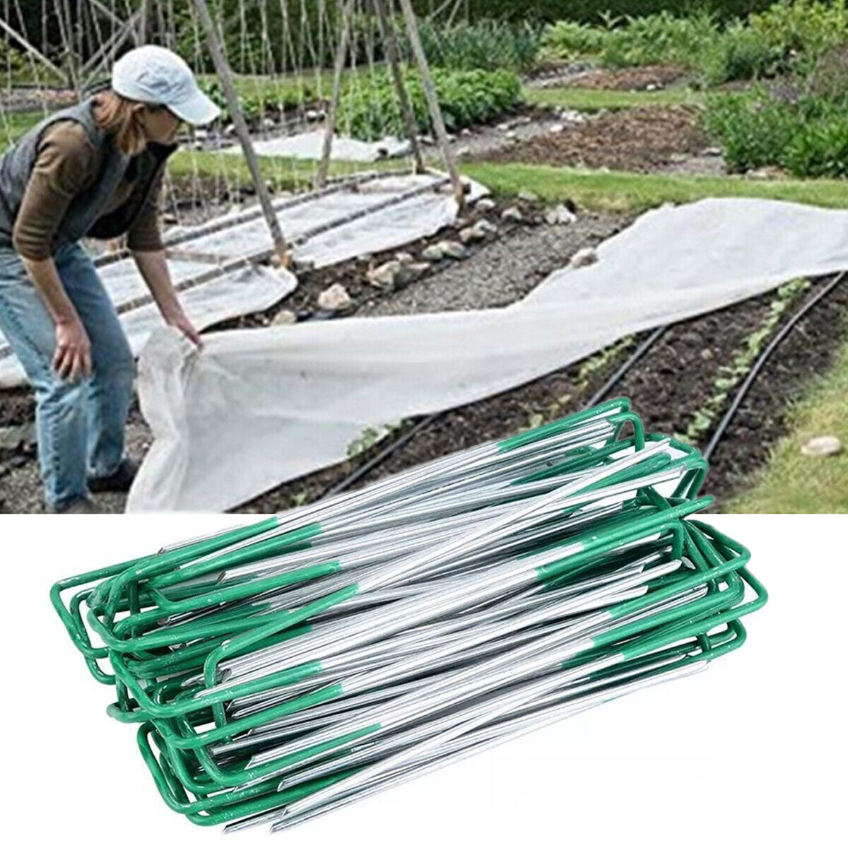 Le tissu de mauvaise herbe a galvanisé des goupilles de gazon de jardin d'agrafes fixant l'herbe artificielle de chevilles U