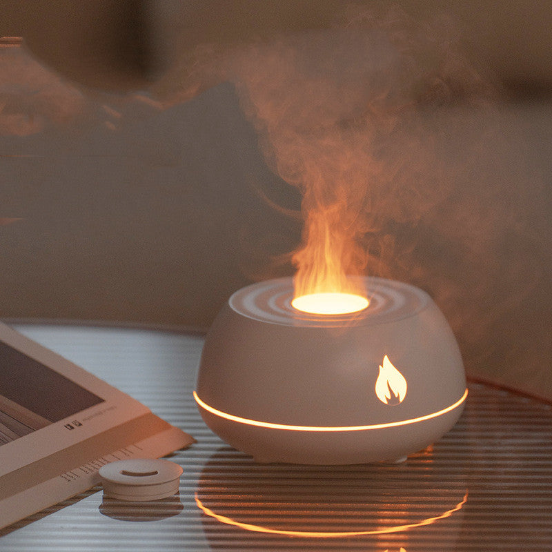 Humidificador de llama, difusor de aromaterapia, humidificador de aire para el hogar con luz de 7 colores, difusor de aceites esenciales con fragancia para habitación USB de 130ML