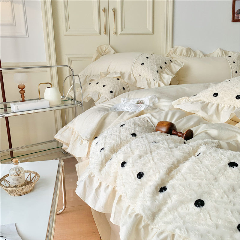 Ensemble quatre pièces en coton lavé pur coton Cream Home