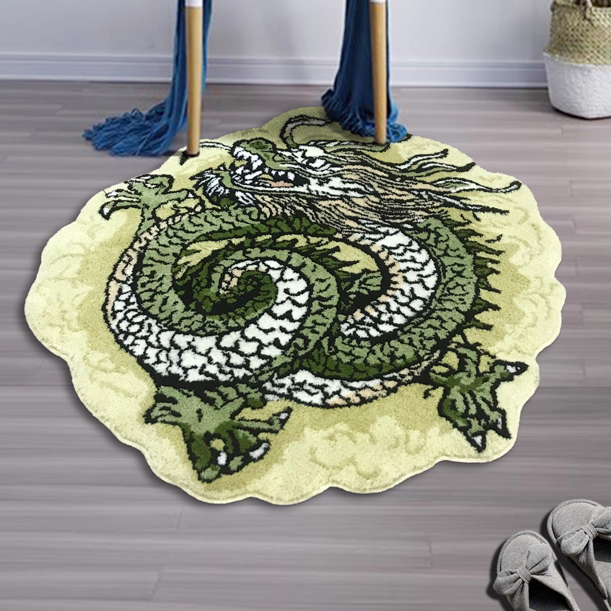 Bedside Shaped Dragon Year Pile Floor Covering