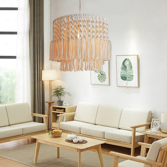 Living Room Bedroom Decoration Cotton Thread Creative Personality Pastoral Style Woven Chandelier