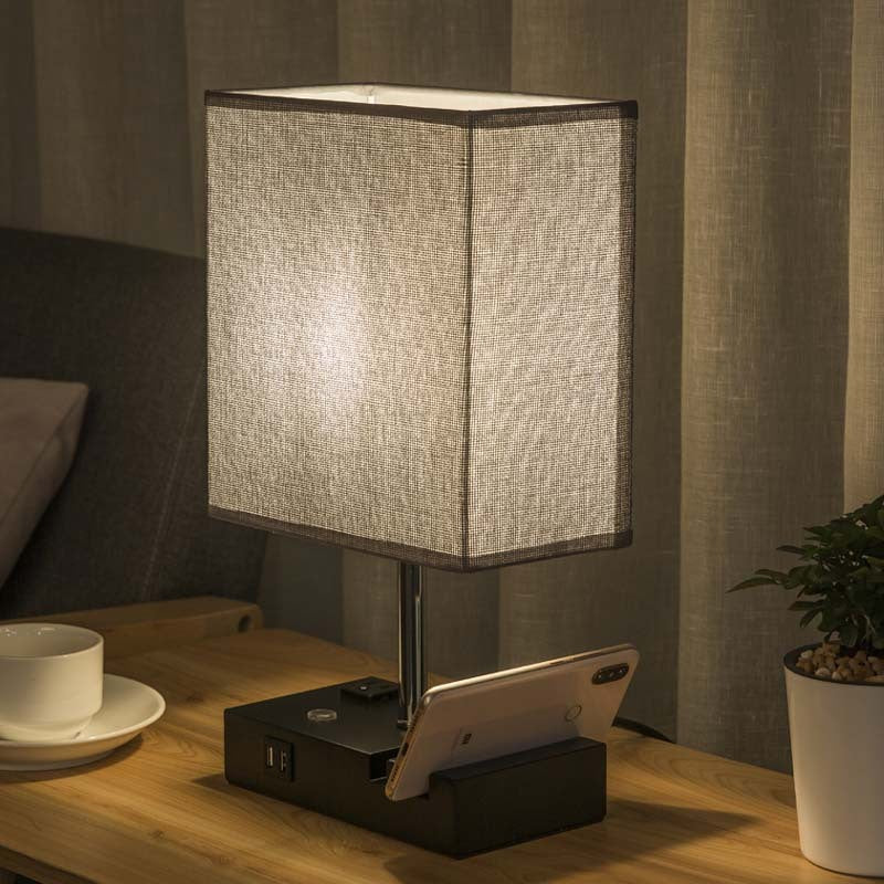 Lampe de table rectangulaire tactile USB en tissu