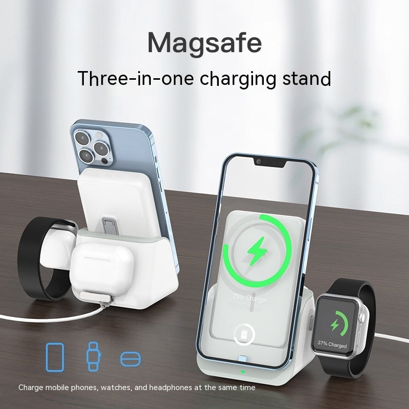 Magnetic Wireless Power Bank Mobile Phone Holder 10000 MA Three-in-one Multifunctional Charging Base