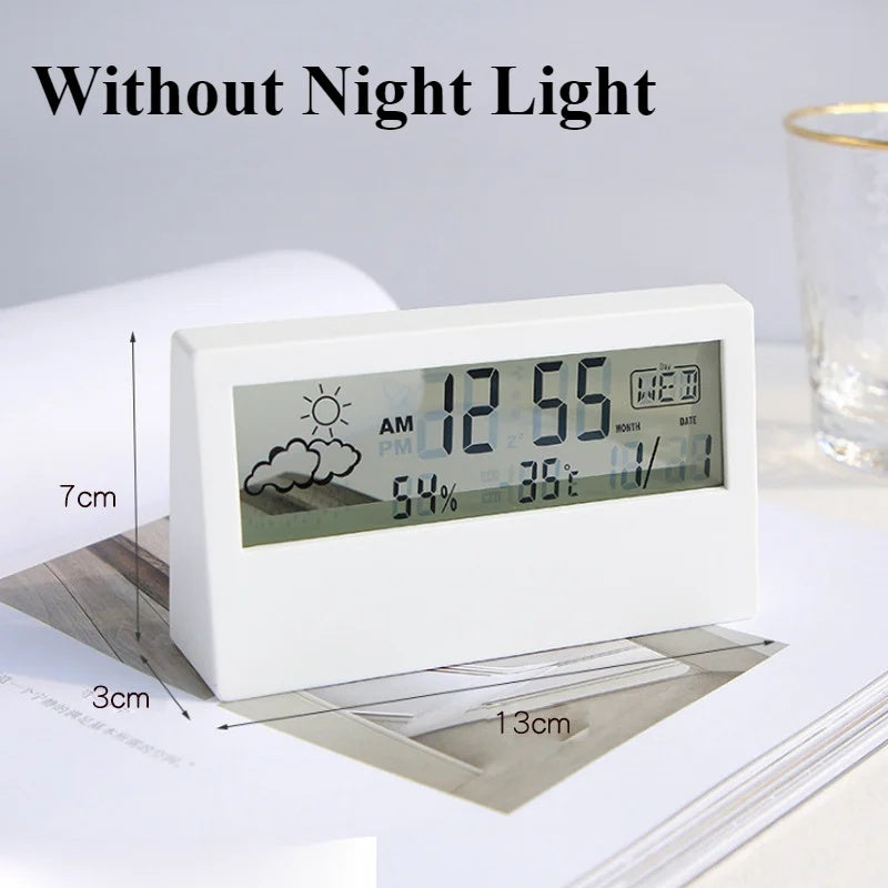 Alarm Clock Thermo Hygrometer Clock Creative Weather Display Electronic Alarm CLock For Home Office School Decoration Parts