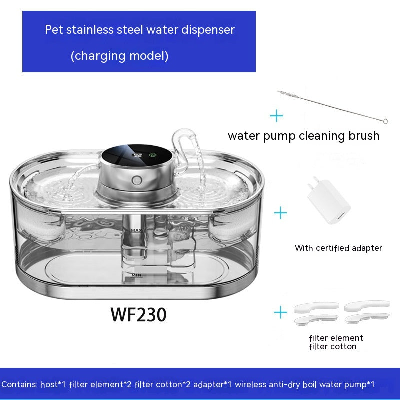 Distributeur d'eau intelligent pour animaux de compagnie, boucle sans fil, rechargeable