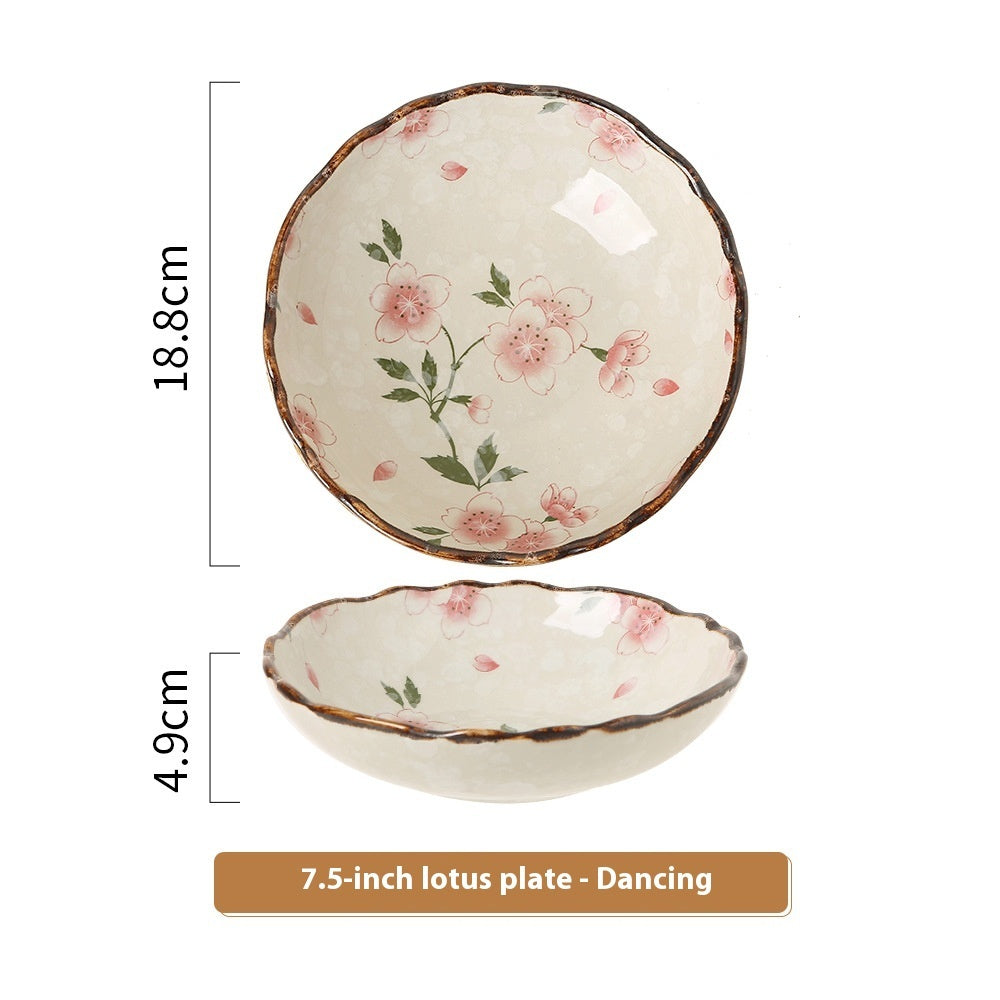 Chinese Style Vegetable Dish With Household Plants Flowers Ceramics