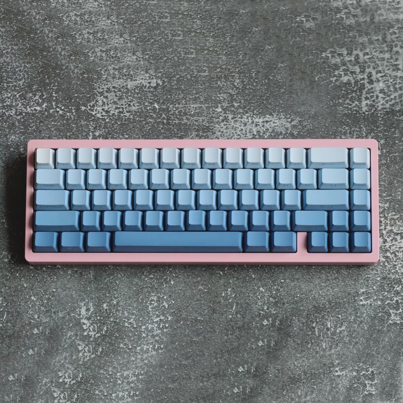 Fog Blue Front Side Carving Light Transmission Mechanical Keyboard Keycaps