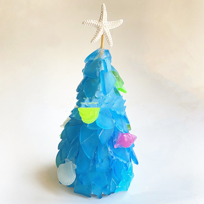 Décoration de Noël DIY Sapin de Noël bleu en verre Décoration créative unique