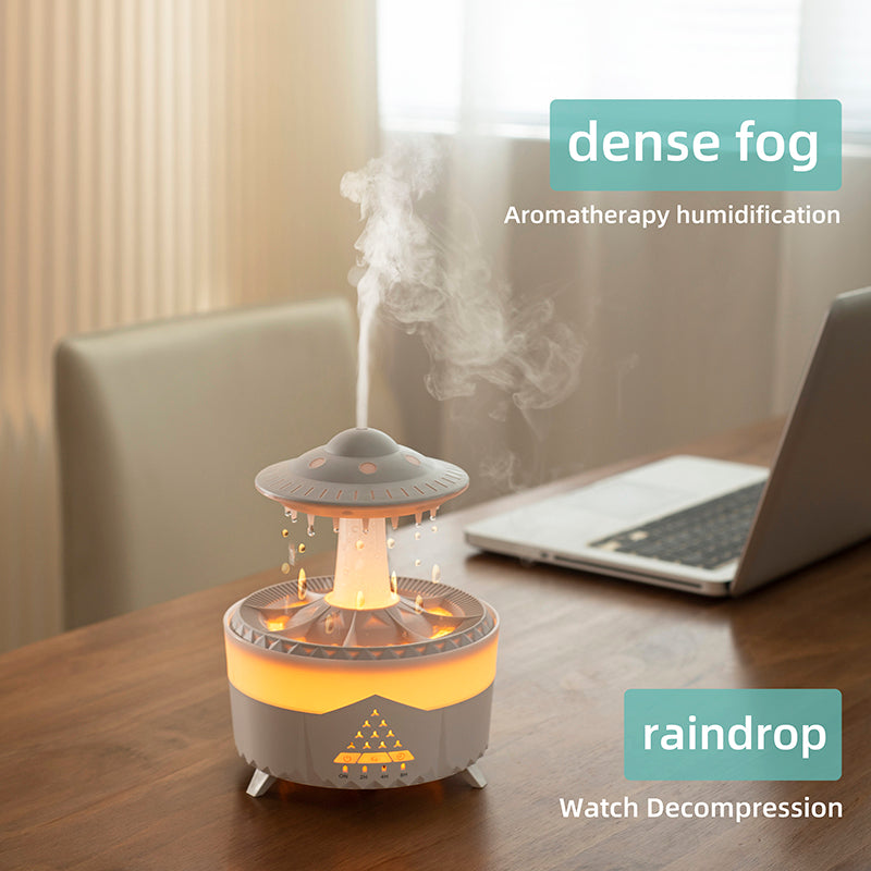 Humidificateur de pluie UFO goutte de pluie aromathérapie goutte d'eau ultrasonique humidificateur de pluie d'air 350 ml 7 couleurs lampe LED diffuseur d'arôme de goutte de pluie