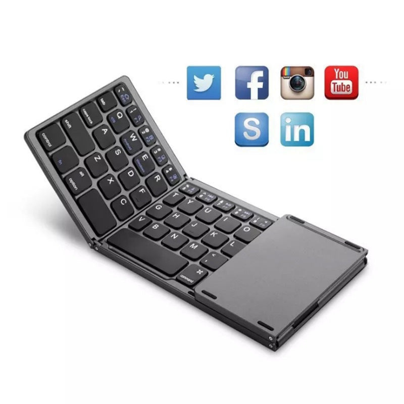 Mini teclado plegable para tableta, teléfono, ordenador, inalámbrico, plegable, Bluetooth, botón multifunción