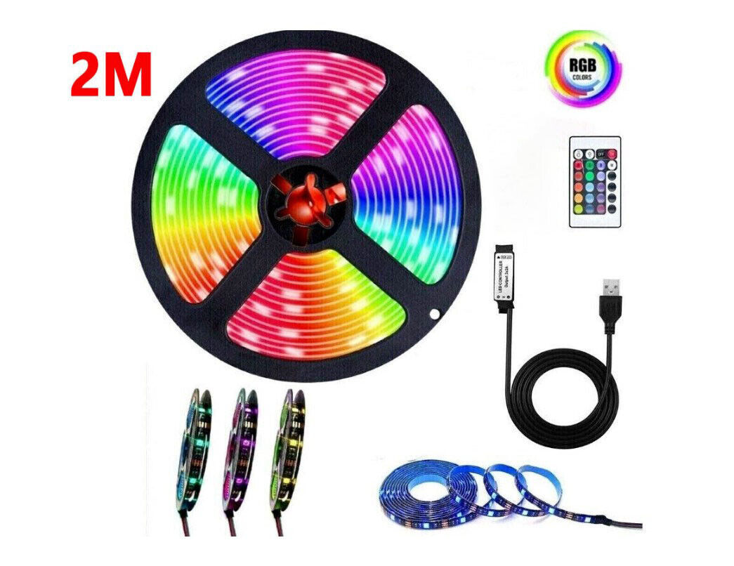 Tira de luz LED USB 2-5M RGB Color 5050 cambio de color con iluminación de cocina de TV