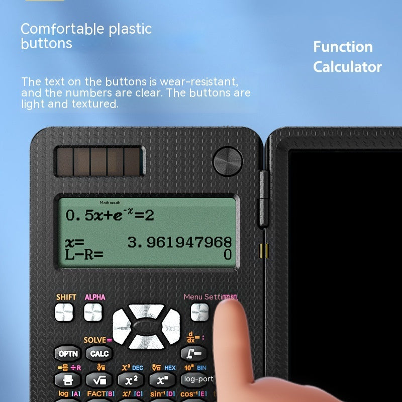 Calculatrice scientifique pliable 2 en 1 Tablette d'écriture manuscrite Fonction d'apprentissage Calculatrice Calculatrice scientifique de bureau pliable