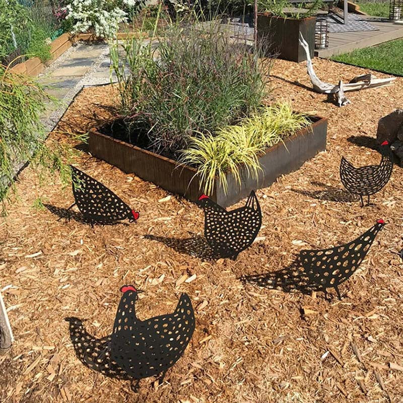 Chicken Yard Art Outdoor Garden Back Yard Gazon Stakes Hen Yard Decor