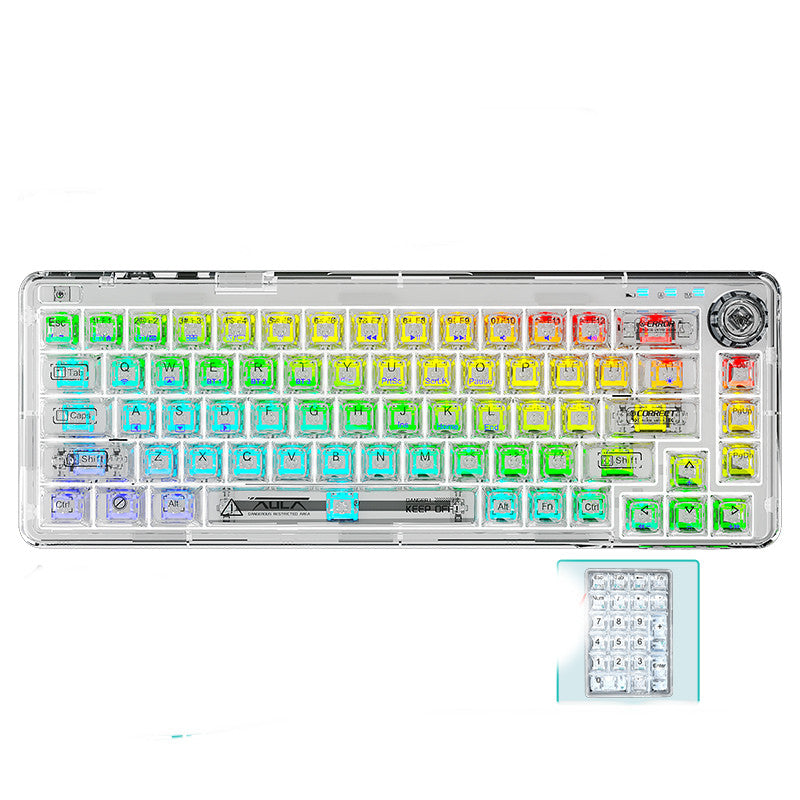 Bluetooth Mechanical Keyboard Transparent Case Hot-swappable Gasket Structure