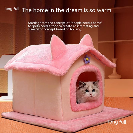 Cute Princess Cat Nest Thickened Puppet Winter Cat Pet Princess Bed