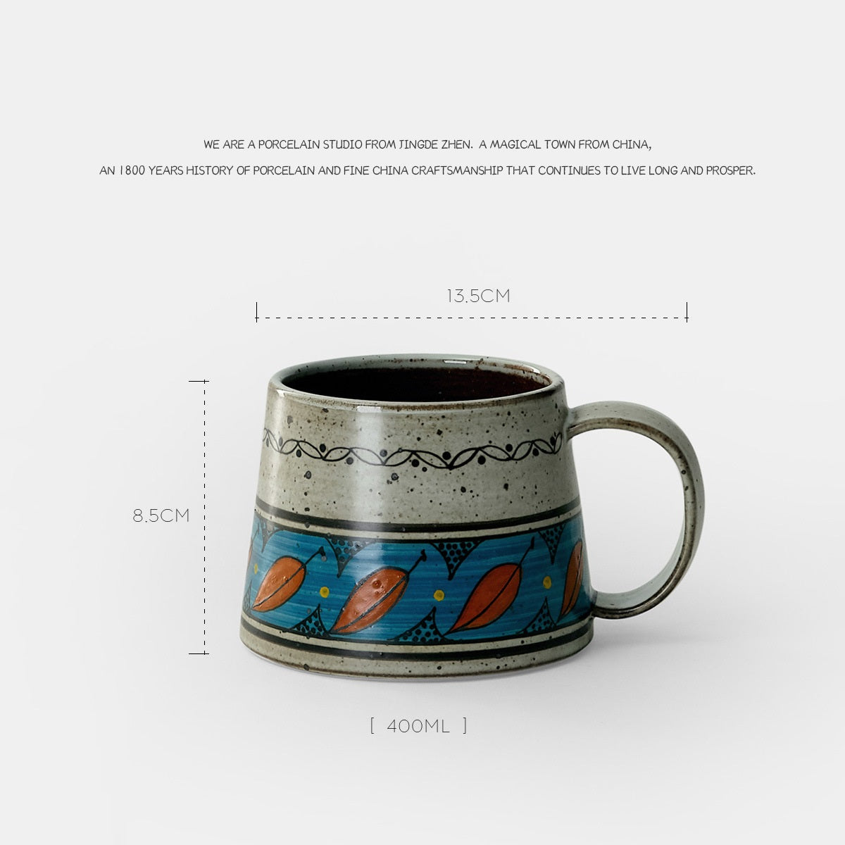 Taza de café con planta personalizada, taza pintada a mano, cerámica americana