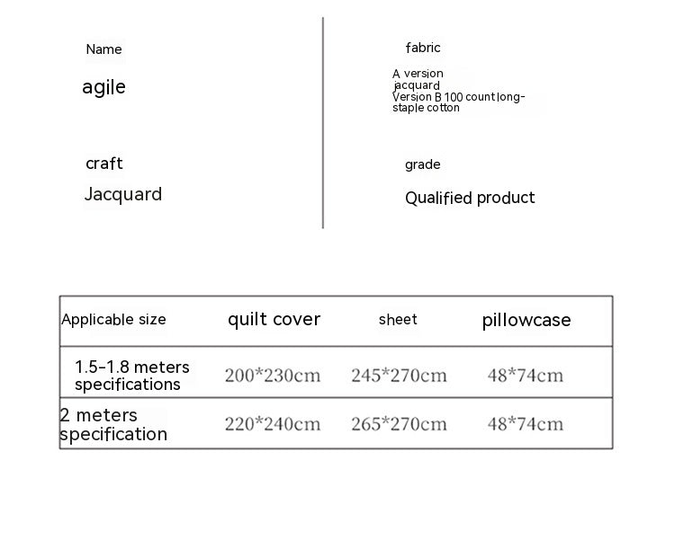 Ensemble quatre pièces en coton à longues fibres jacquard haut de gamme de luxe léger