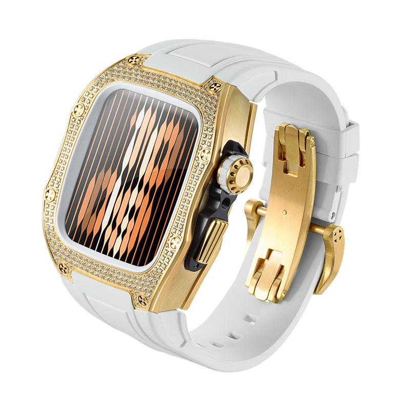 Montre en acier inoxydable, coque de protection en diamant modifiée