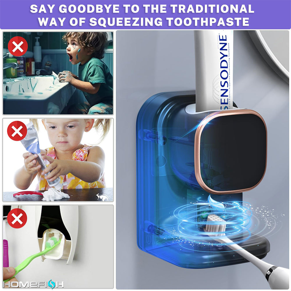 Automatic Induction Squeezing Toothpaste Without Punching Holes  Wall Mounted Lazy Electric Toothpaste Sensor Toothbrush Holder