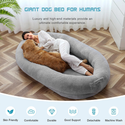 Camas para perros para humanos, tamaño que se adapta a usted y a sus mascotas, cama lavable de piel sintética para perros humanos para personas que se quedan dormidas, cama ortopédica para perros 