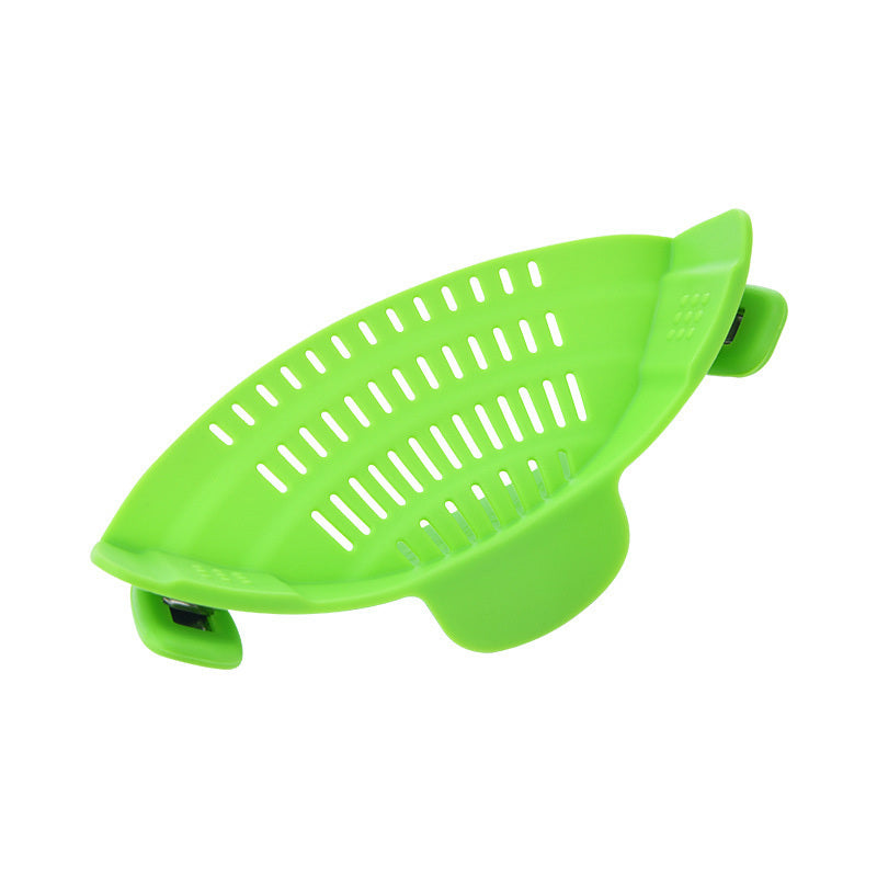 Colador Universal de silicona con Clip para olla, colador antiderrames para Pasta, colador de fruta y arroz de calidad alimentaria