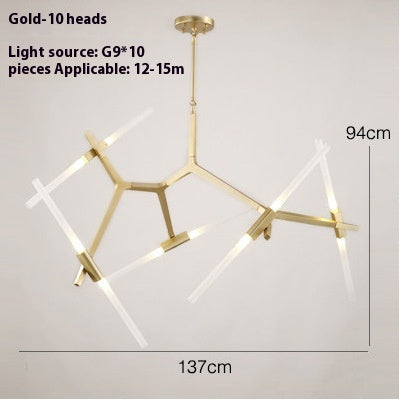 Lustre de branche d'arbre à chevrons de personnalité post-moderne