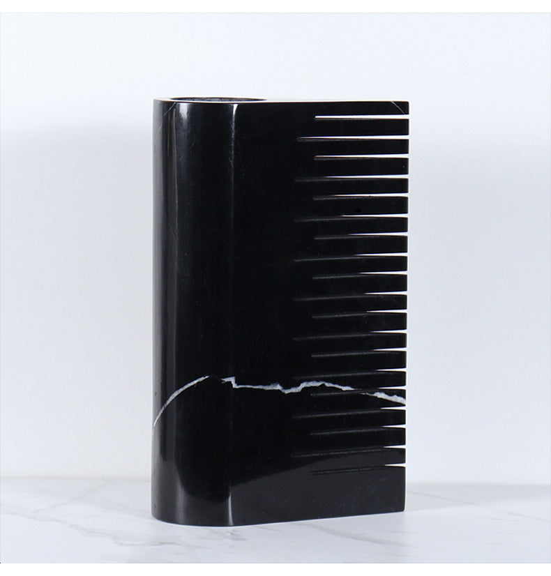 Black And White Marble Flat Vase