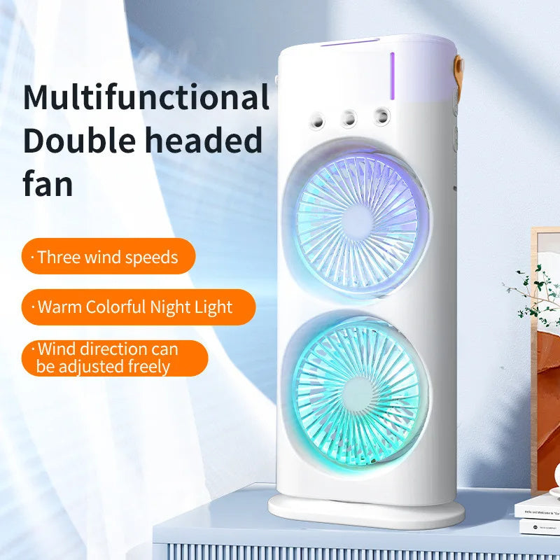 Ventilador de pulverización de doble extremo, humidificador portátil, aire acondicionado, Enfriador de aire pequeño para el hogar, hidrorefrigeración, ajuste de aire portátil