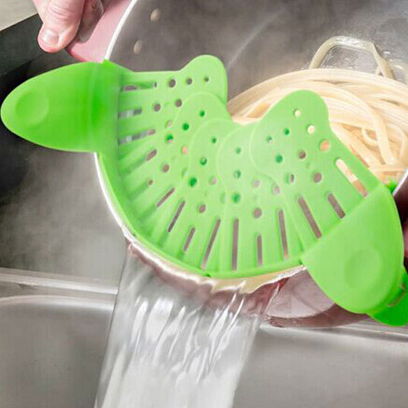 Passoire universelle à clipser en Silicone, Anti-déversement, passoire à pâtes, de qualité alimentaire, pour riz et fruits, Gadgets de cuisine