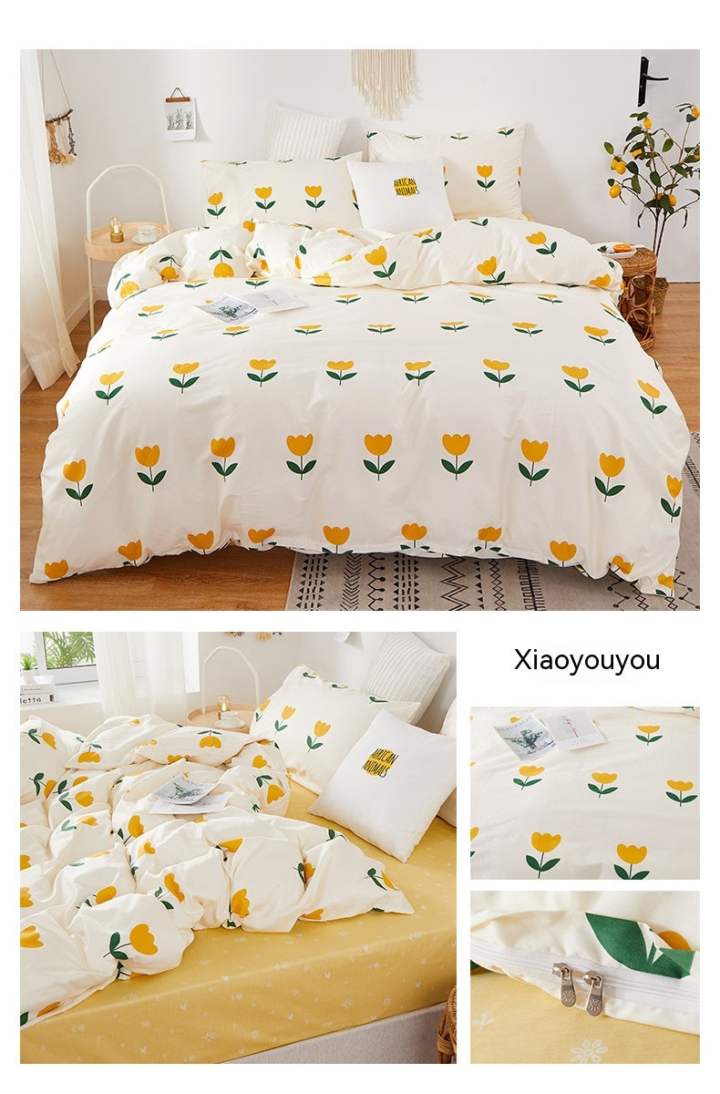 Korean Style Pure Cotton Bedding Set Of Four Pieces