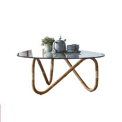 Combinación de mesa de té, silla de ratán tejida, sofá para exteriores