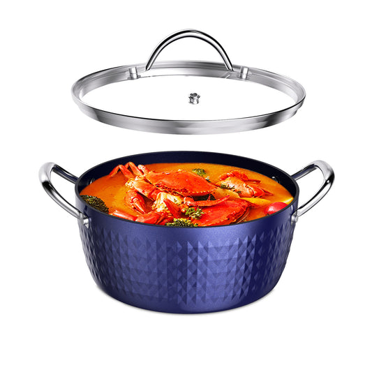 Cocotte, casserole à induction avec couvercle, marmites de 24 cm 2,2 L, casserole antiadhésive, revêtement en céramique d'aluminium, marmite gratuite, convient à tous les types de plaques de cuisson, interdit par Amazon