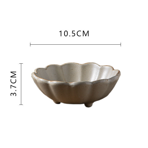 Japanese Style Coarse Pottery Tableware Flower Snack Bowl Sauce Dipping Small Bowl