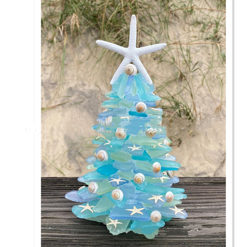 Décoration de Noël DIY Sapin de Noël bleu en verre Décoration créative unique