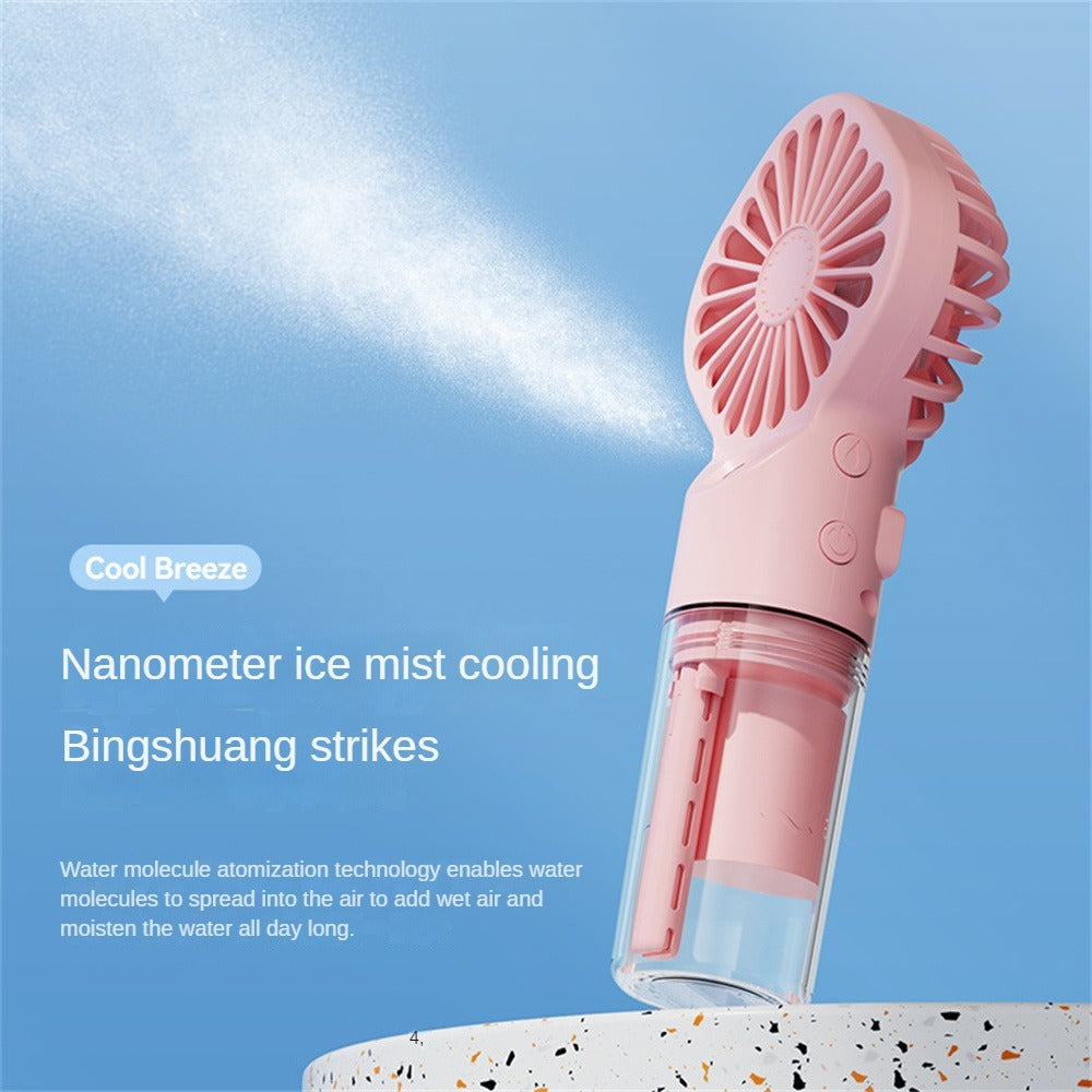 Humidification par pulvérisation puissante Petit ventilateur de brume Humidification Chargement USB Ventilateur portable Ventilateur glacé et rafraîchissant Supplément d'eau