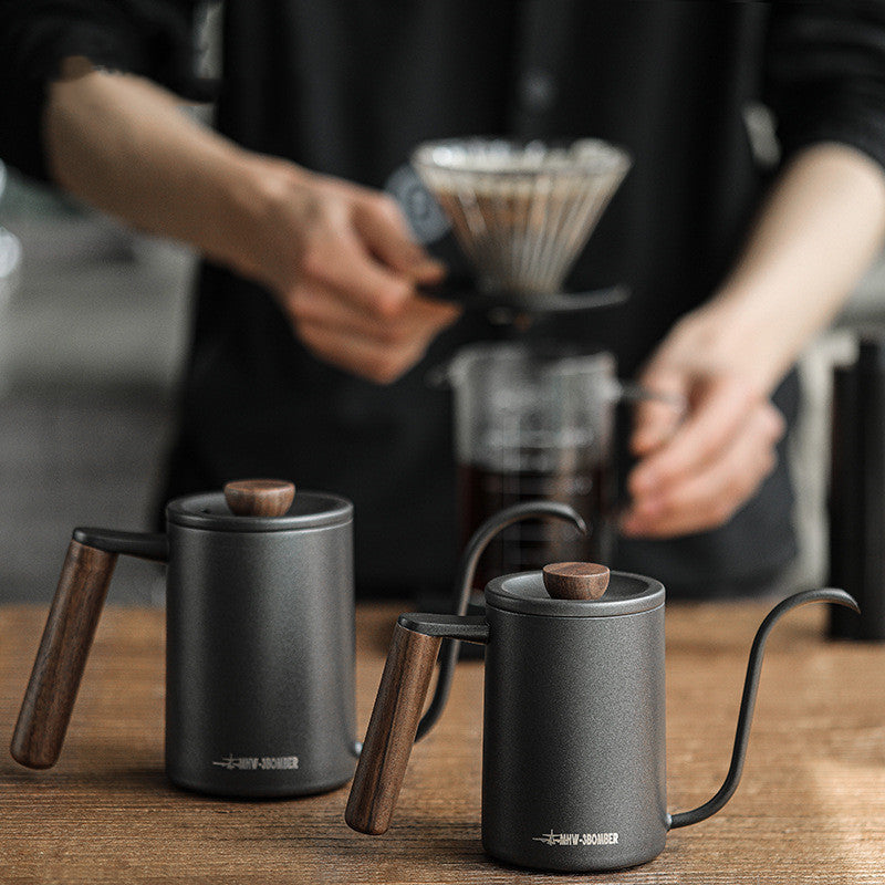 Bomber Hand Rushed Planet Cafetière faite à la main avec poignée en bois massif