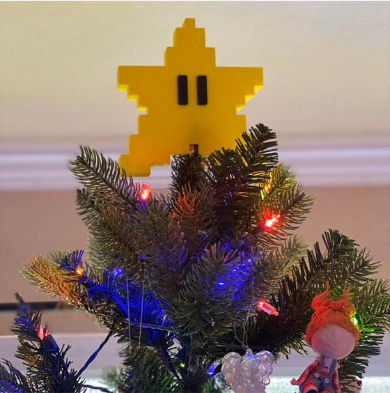 Decoración de árbol de Navidad con forma de estrella de mar y píxeles