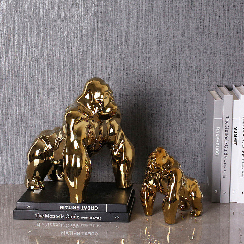 Nordic Plated Gold Ceramic Orangutan Ornaments